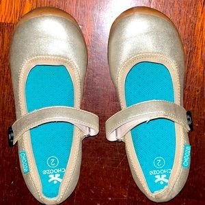 CHOOZE gray leather Mary Jane dress shoes big girls size 2